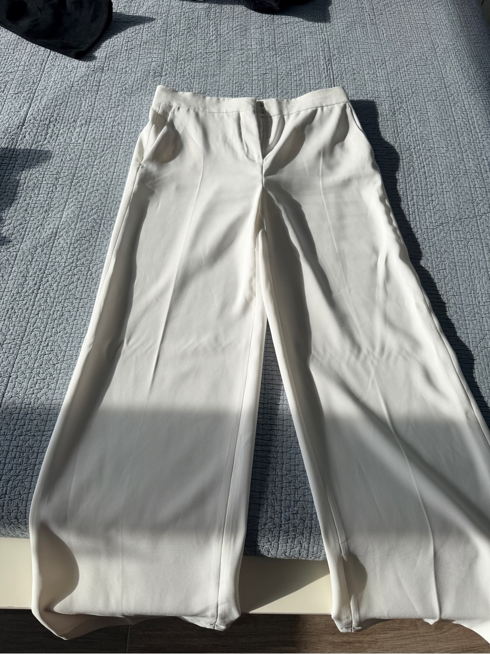 Zara Wide-Leg Jumpsuit Pants - Cream White